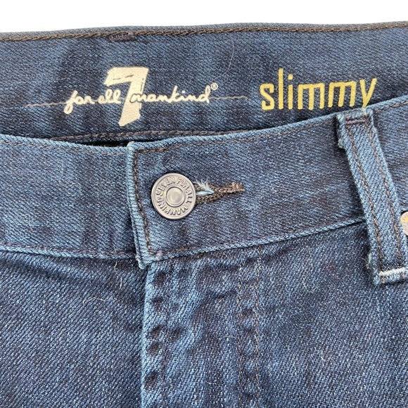 7 For All Mankind Slimmy Men's Dark Wash Jeans Size 36 100% Cotton - Picture 5 of 12